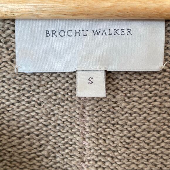 BROCHU WALKER Marlowe Cropped Henley Sweater in Taupe, Size Small - Picture 7 of 14